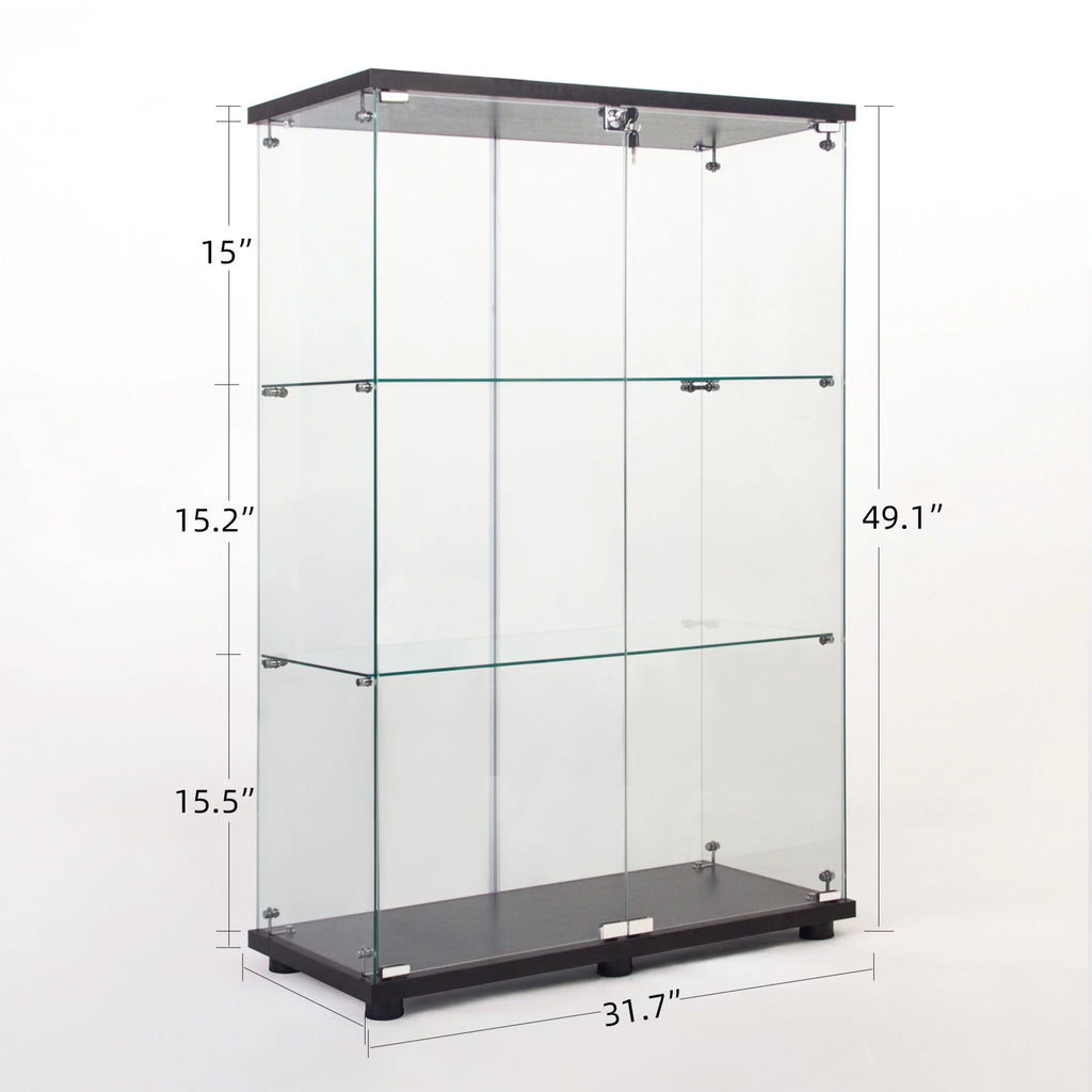 Black 3 Shelf Glass Display Cabinet D64971