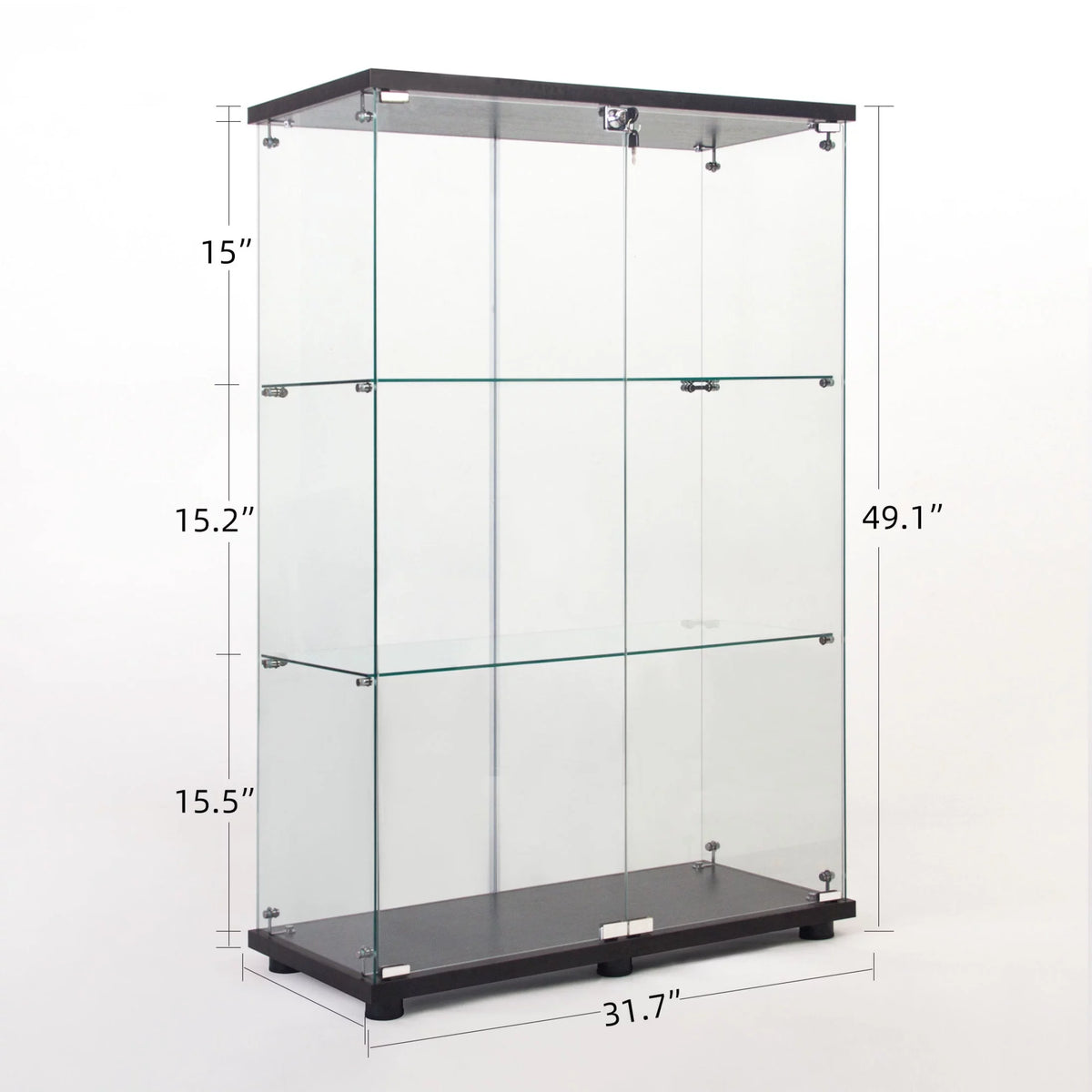 Black 3 Shelf Glass Display Cabinet D64971