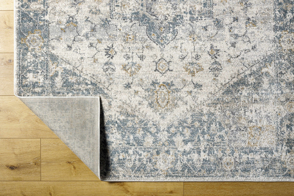 Cream Peach Medium Gray Area Rug 5'3" x 7' Y167303
