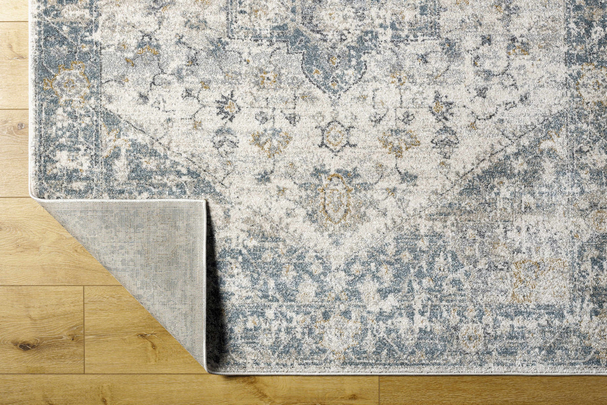 Cream Peach Medium Gray Area Rug 5'3" x 7' Y167303