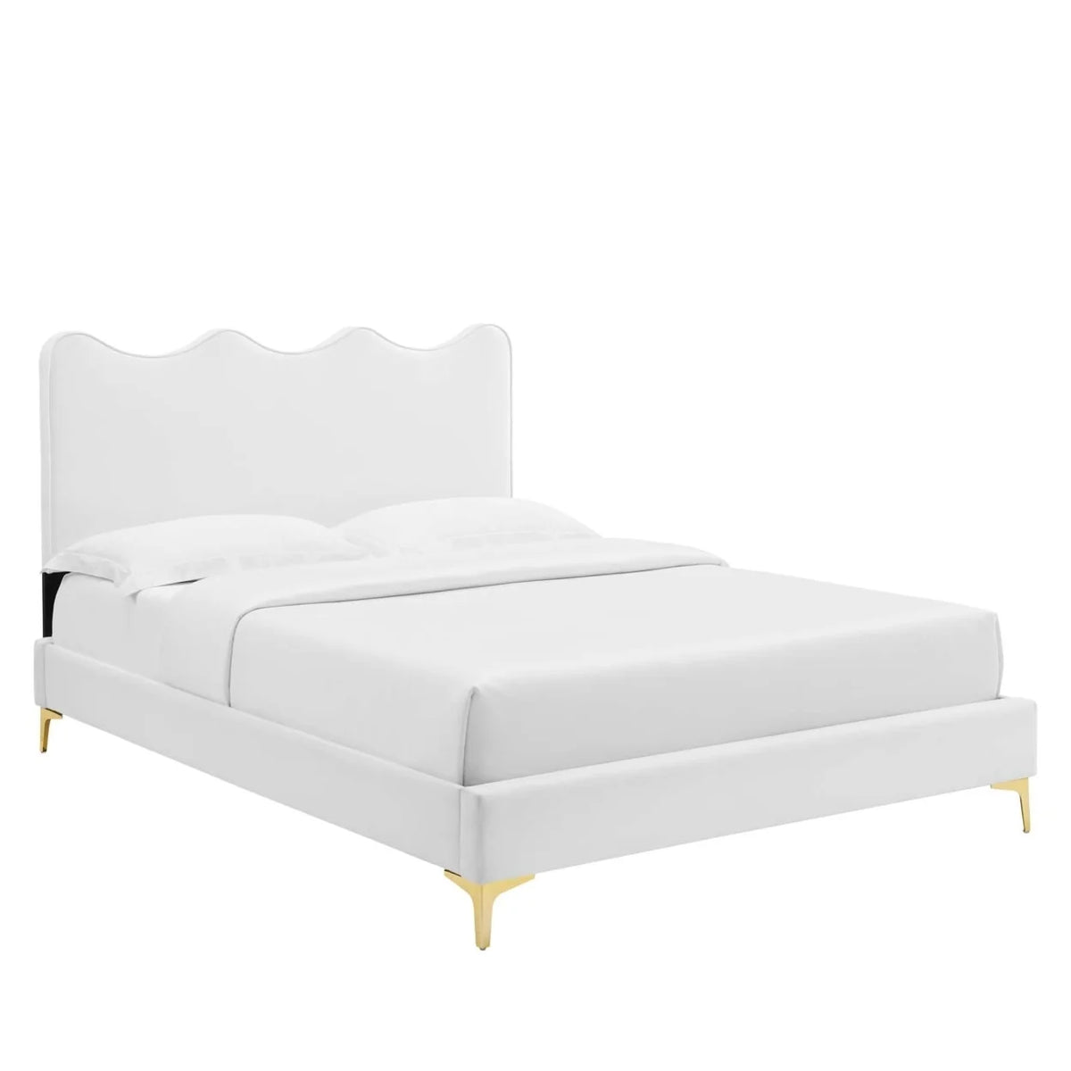 White Velvet Full Platform Bed W214328