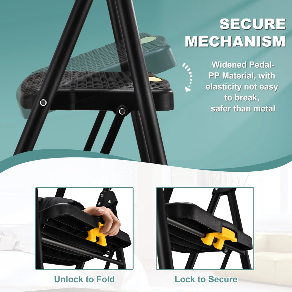Folding 5-Step Ladder with Handrails and Tool Tray Q218