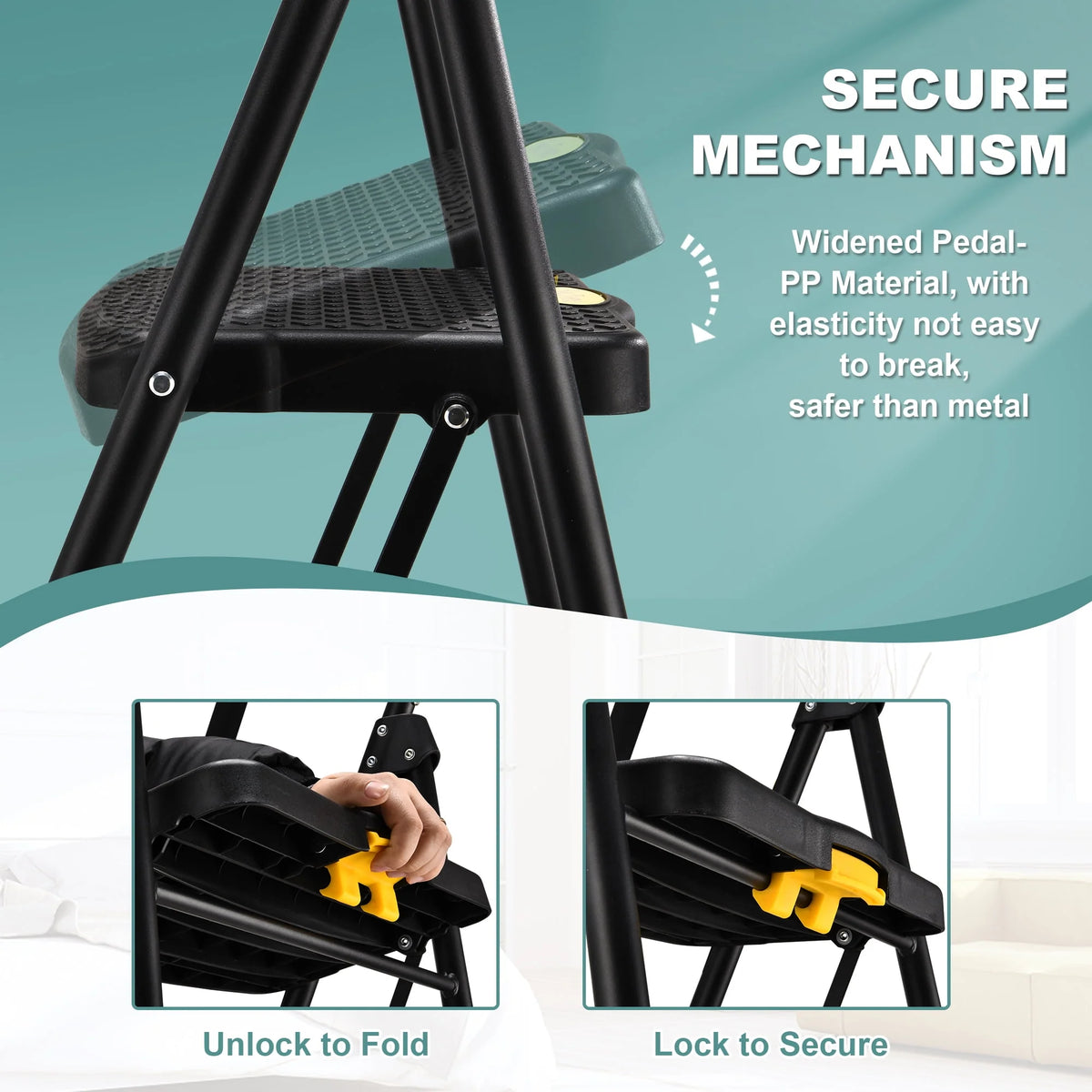 Folding 5-Step Ladder with Handrails and Tool Tray Q218