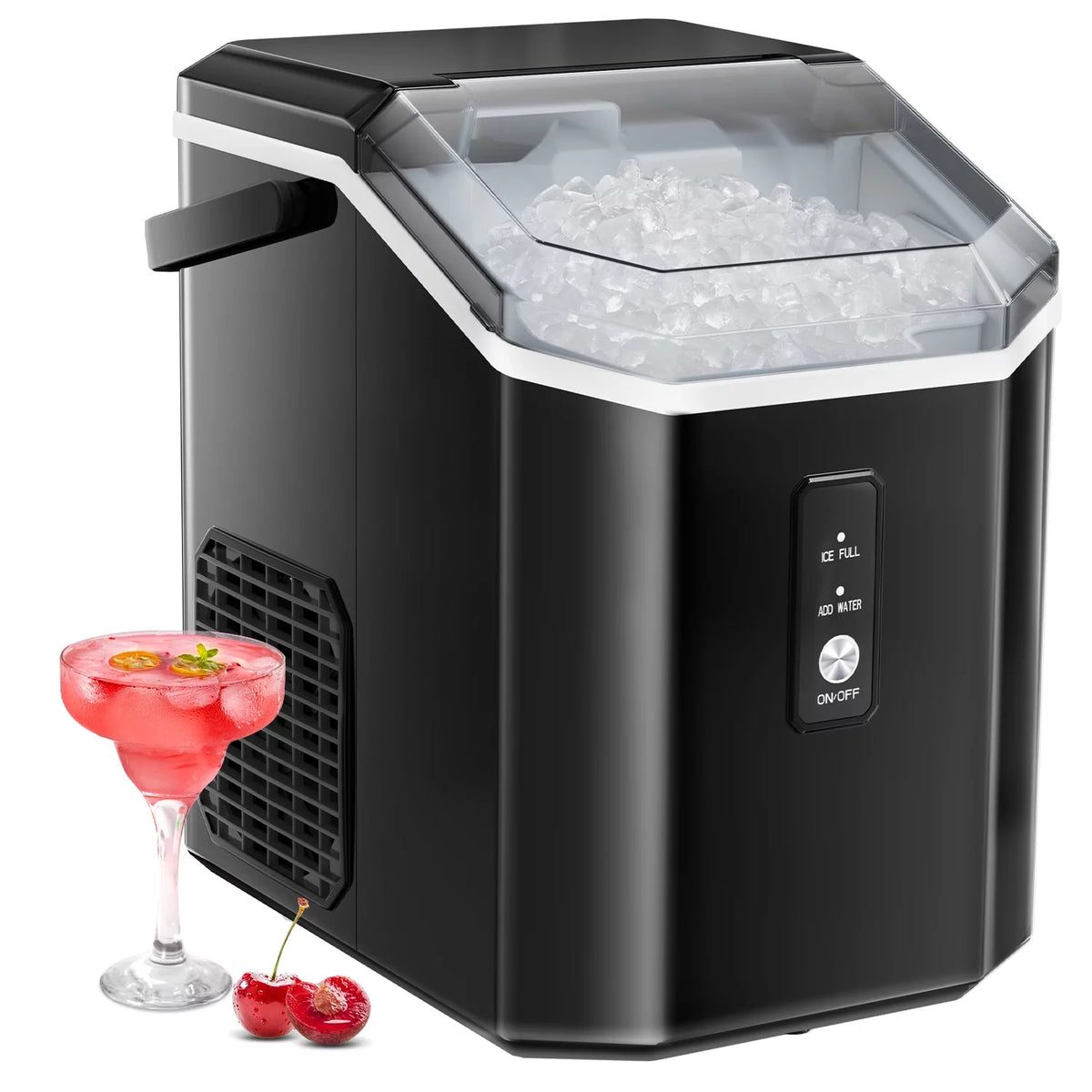 Portable Nugget Ice Maker Countertop Self-Cleaning 33lbs/24H Grey Y894223