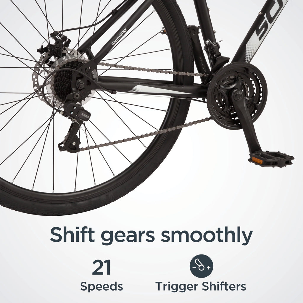 700c 21 Speeds Black Hybrid Bike L326