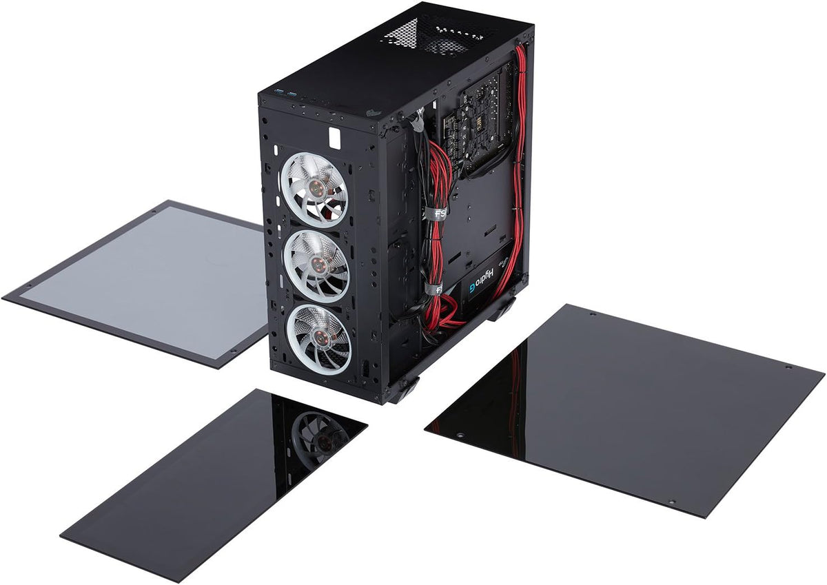 ATX Mid Tower PC Gaming Case with Tempered Glass Panels N707