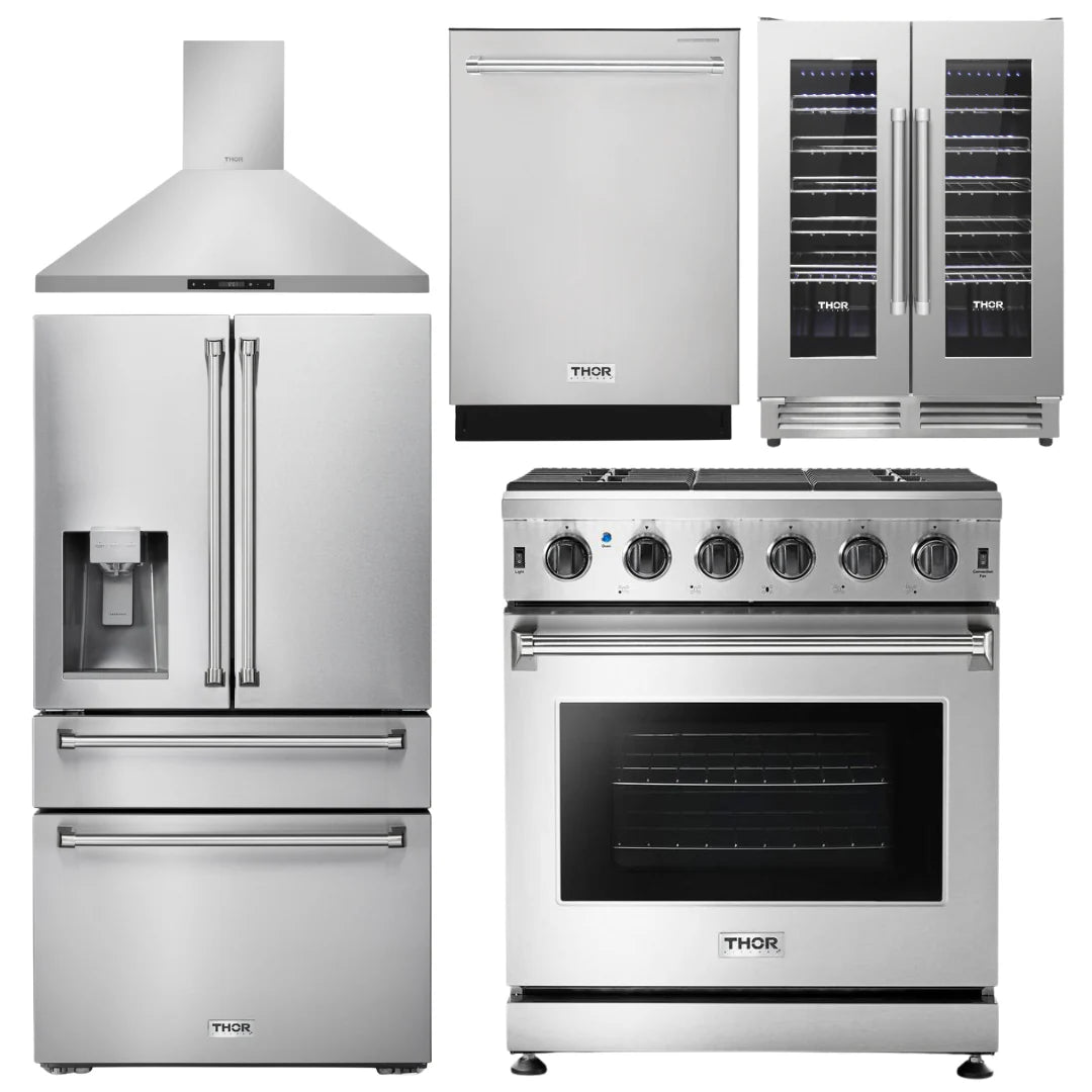 30 Propane Gas Range, Range Hood, Refrigerator, Dishwasher, Wine Cooler P894947