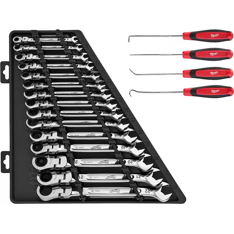 19-Piece Flex-Head Ratcheting Combination Wrench Set Metric M917