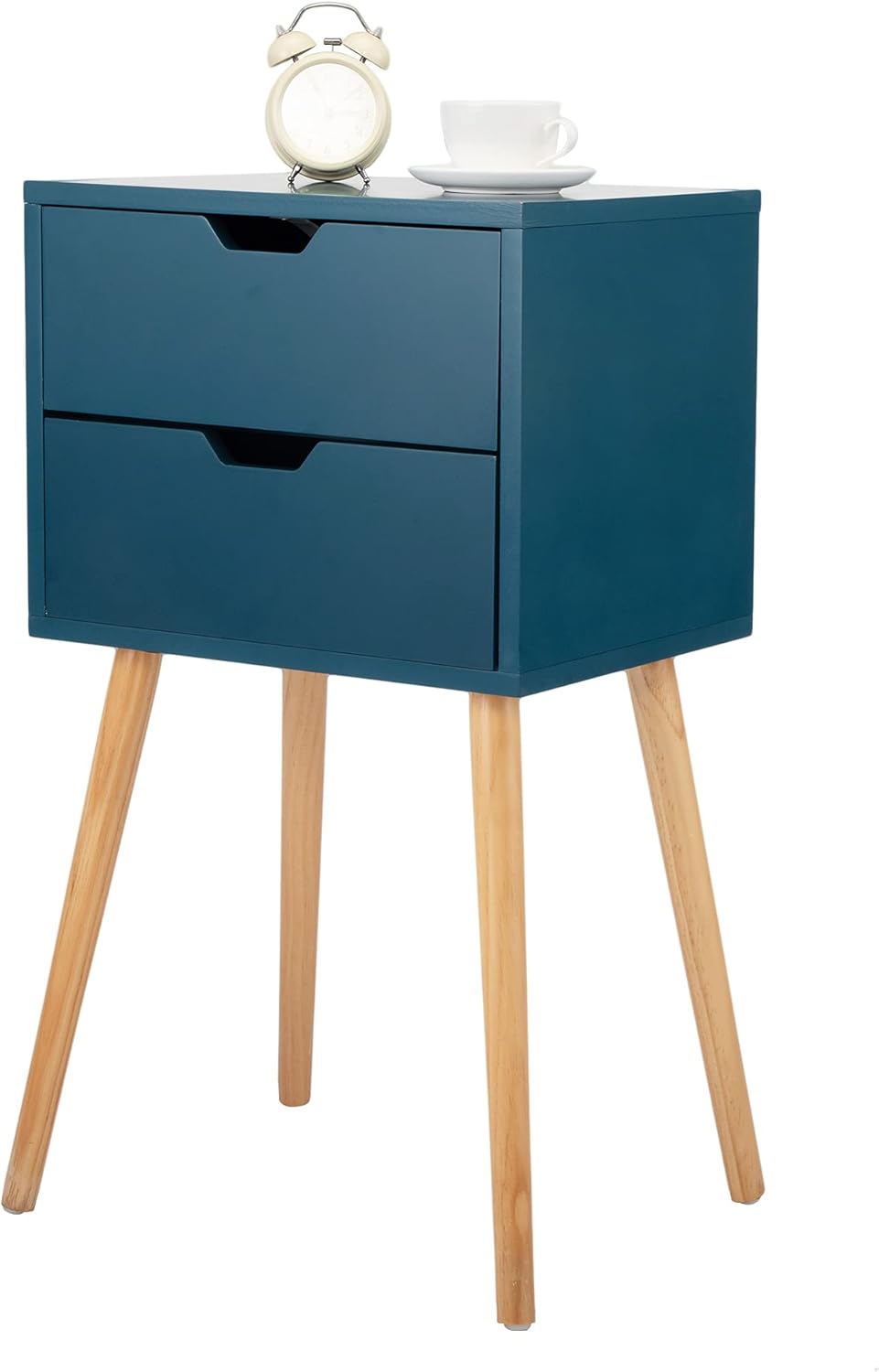 Set of 2 Blue Wood 2 Drawer Nightstand Z7766