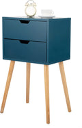 Set of 2 Blue Wood 2 Drawer Nightstand Z7766