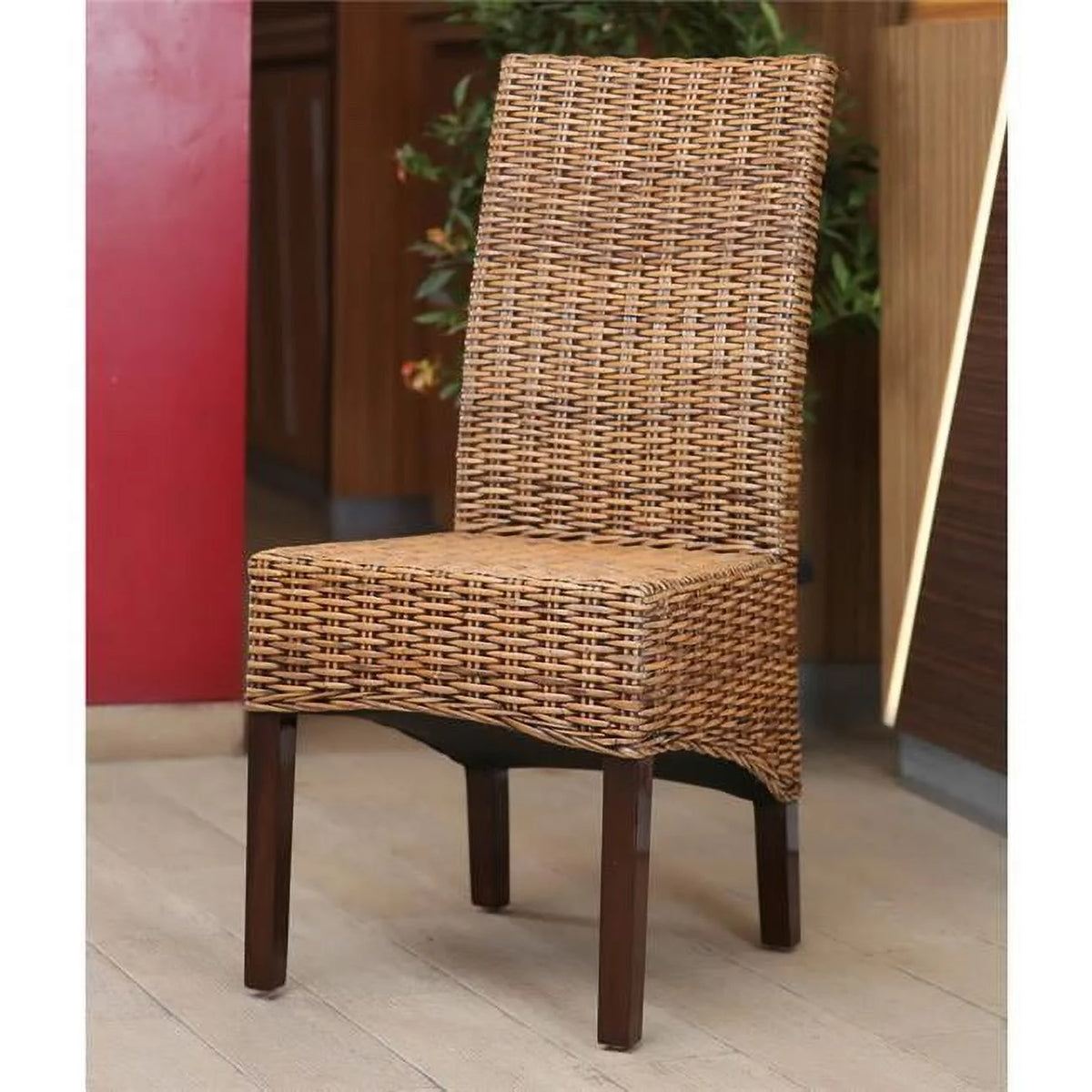Woven Rattan Mahogany Dining Chair I19950