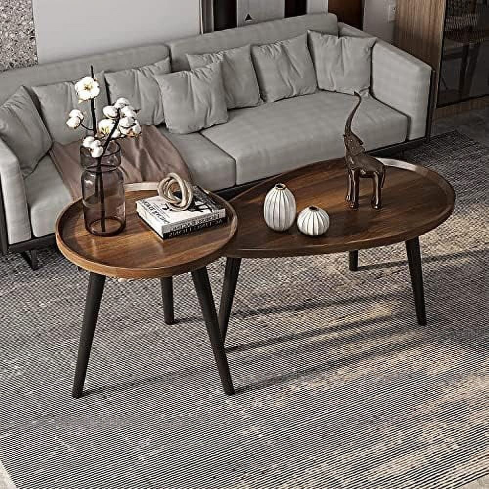 Brown Oval Nesting Coffee Table Set of 2 P91477