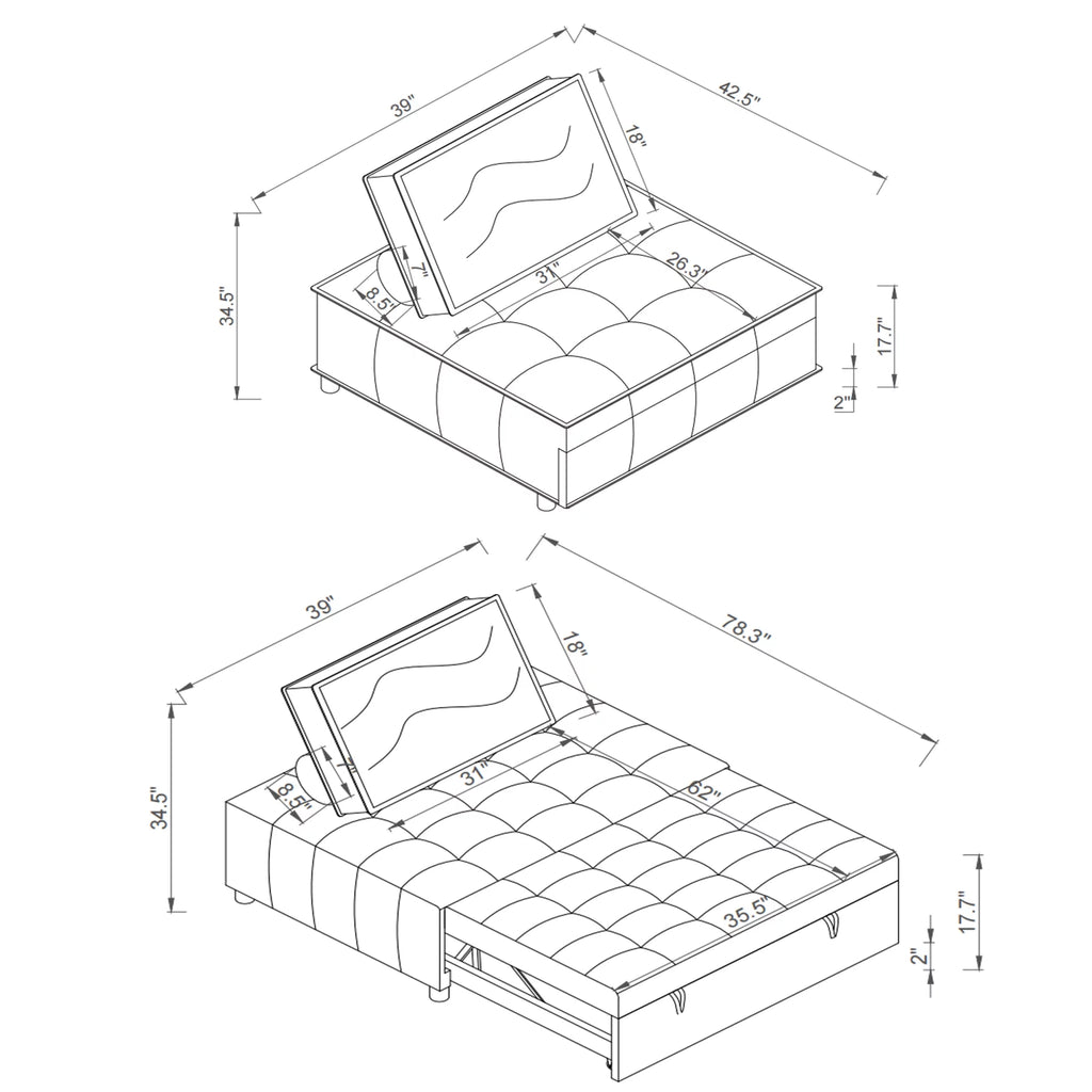 Faux Leather Ottoman Sofa Bed T618