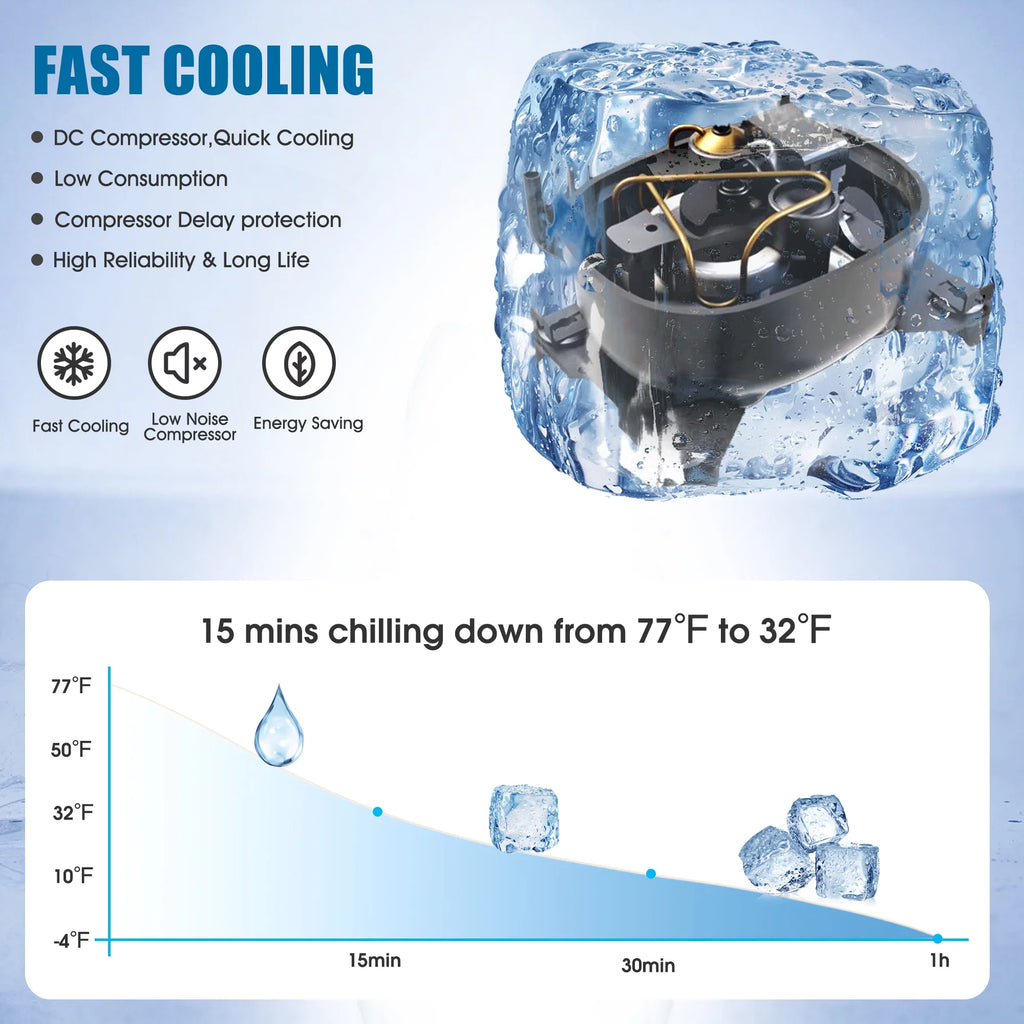Portable Refrigerator Freezer with Battery and 6'' Off-Road Wheels D48795