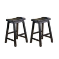 Black Solid Wood Counter Height Stools Set of 2 T2573