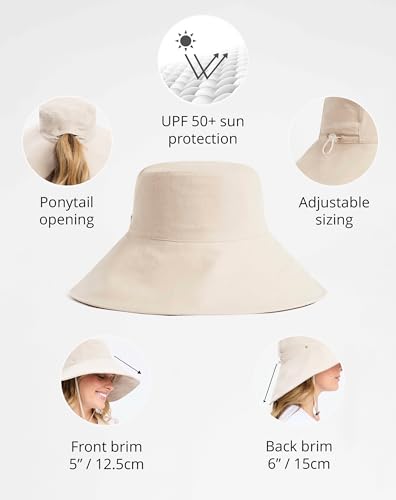 Women’s Ultra-Wide Cotton Linen Sun Hat UPF 50+ Packable Adjustable R507
