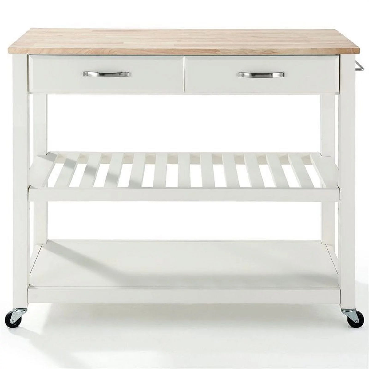 2-Drawer Wood Kitchen Cart Island in White/Natural G627005