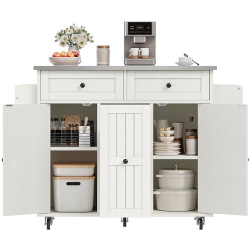 Black Kitchen Island on Wheels with Drop Leaf and Storage Cabinets Z6708