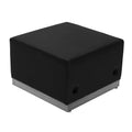Black LeatherSoft Ottoman with Stainless Steel Base W20471