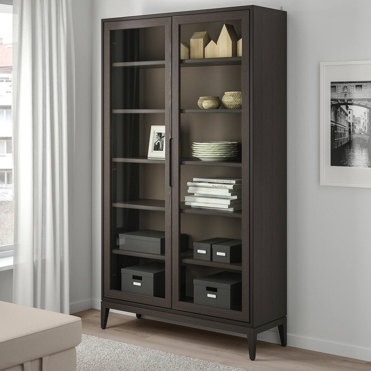 Brown Glass-Door Cabinet H569692