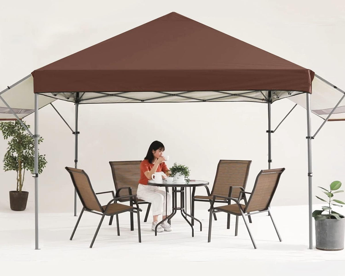 10x10 Pop-up Canopy Tent with Double Awnings Dark Gray K6400