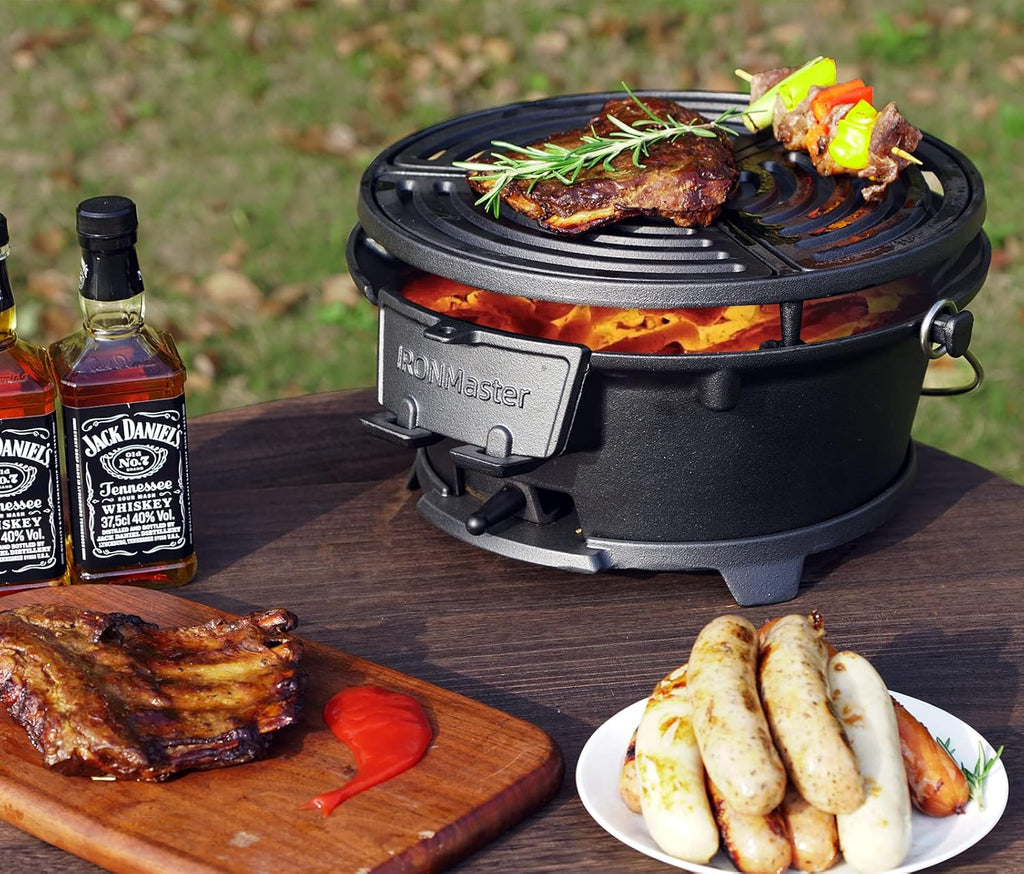 Pre-Seasoned Cast Iron Portable Charcoal Grill S70043
