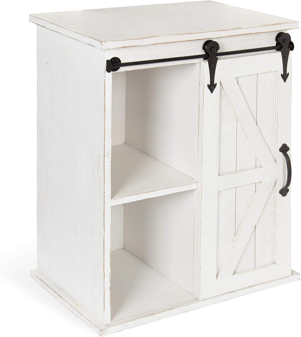 Wooden Freestanding Storage Cabinet Accent Table with Sliding Barn Door P349659