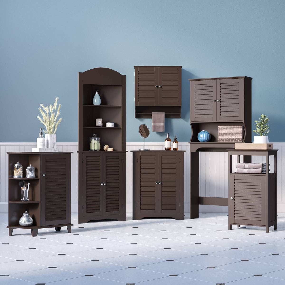Free Standing Cabinet with Shutter Door Espresso Brown R971718