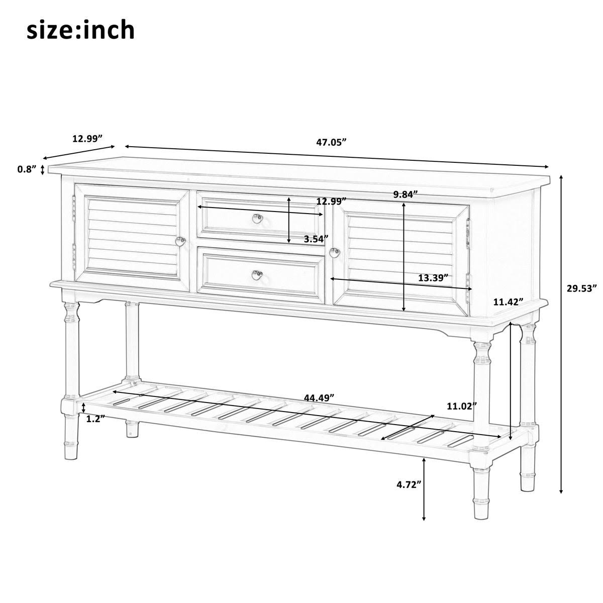 Light Green Console Table with 2 Drawers W2749