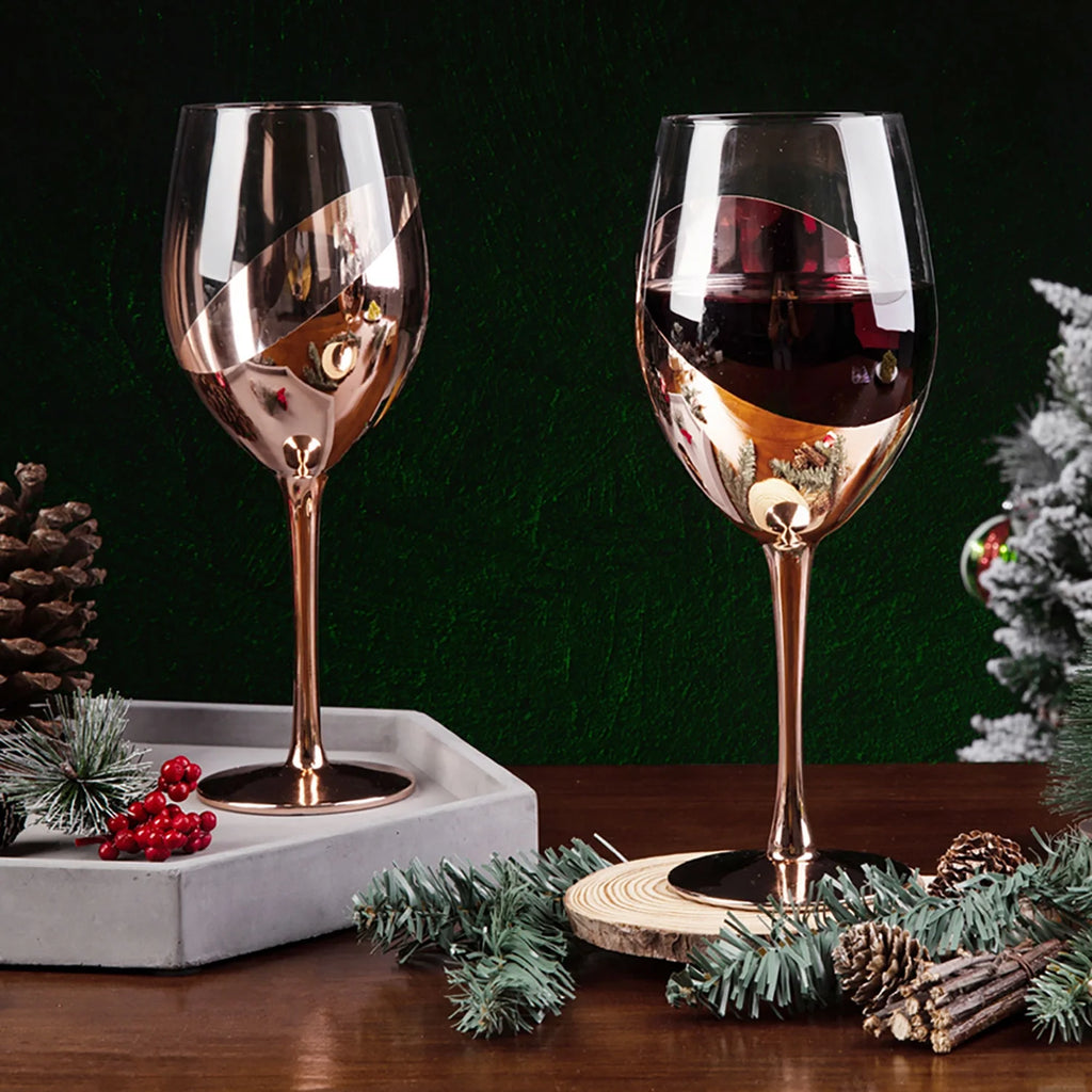 Set of 6 Stemmed Copper-Toned Glasses F24425