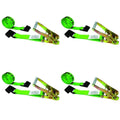 Green Ratchet Strap with Black Flat Hook 4 Pack G51119