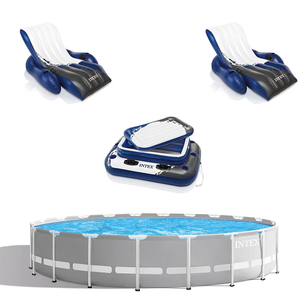 20ft x 52in Above Ground Pool, Lounger Float 2 Pack & Cooler I19018