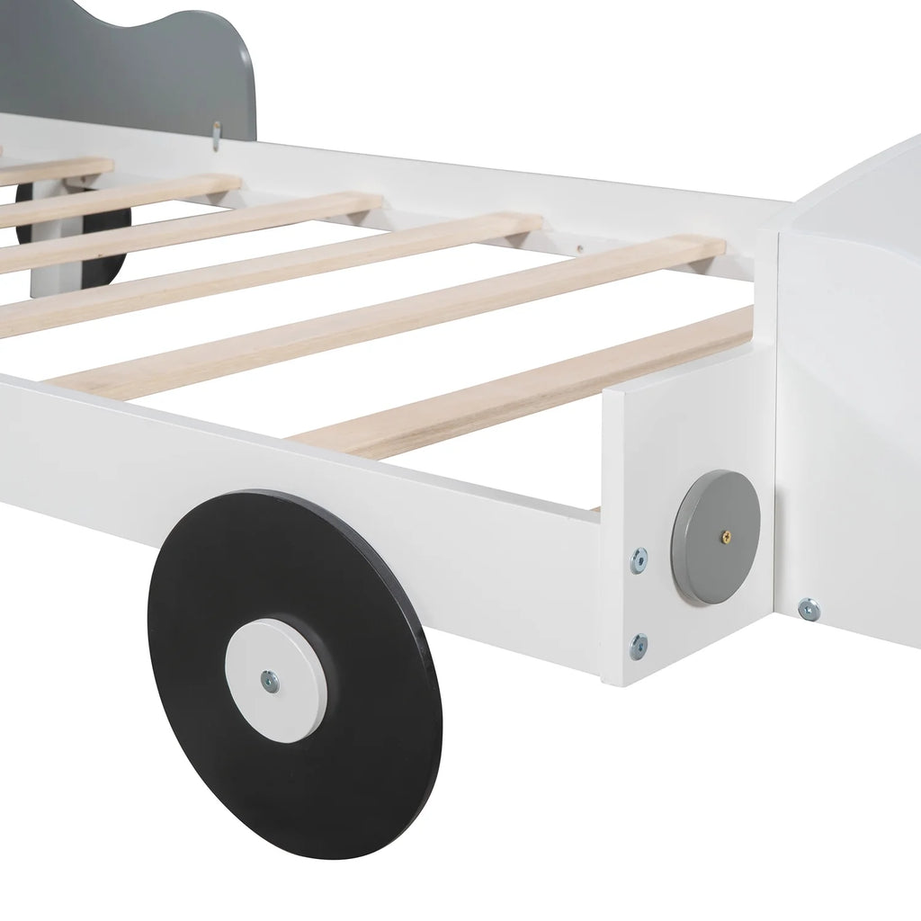 Twin Size Car-Shaped Platform Bed with Storage Shelf D907106