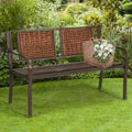 Patio Garden Bench Steel Frame Rattan Backrest C126651