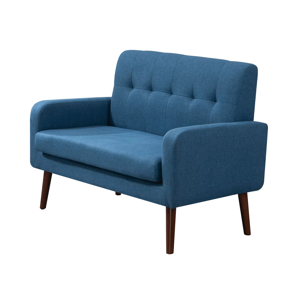 Blue Linen Upholstered Loveseat with Arms D480378