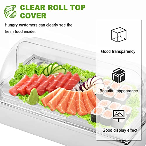 Ice Food Serving Display Tray with Clear Roll Top Cover and 2 Ice Packs N846750