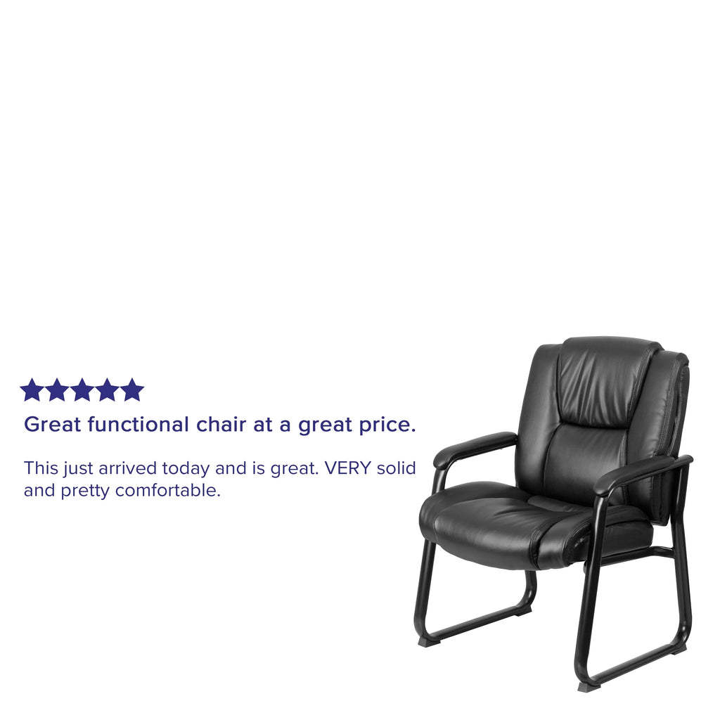 Black LeatherSoft Tufted Side Chair with Sled Base W979