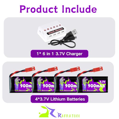 900mAh 3.7V Lipo Battery JST Plug with Charger B59164