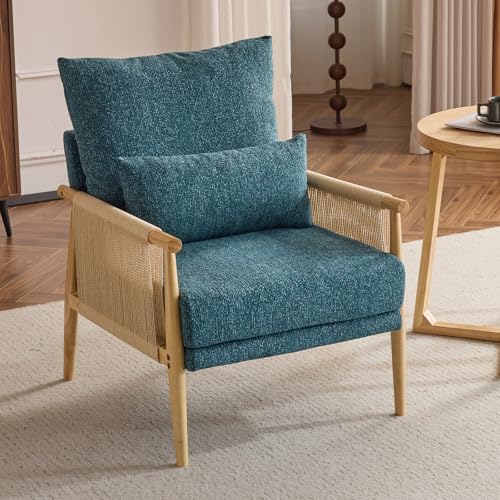 Green Chenille Accent Chair with Lumbar Pillow E598
