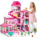 4-Level 10-Room Dolls House with 2 Dolls N63280