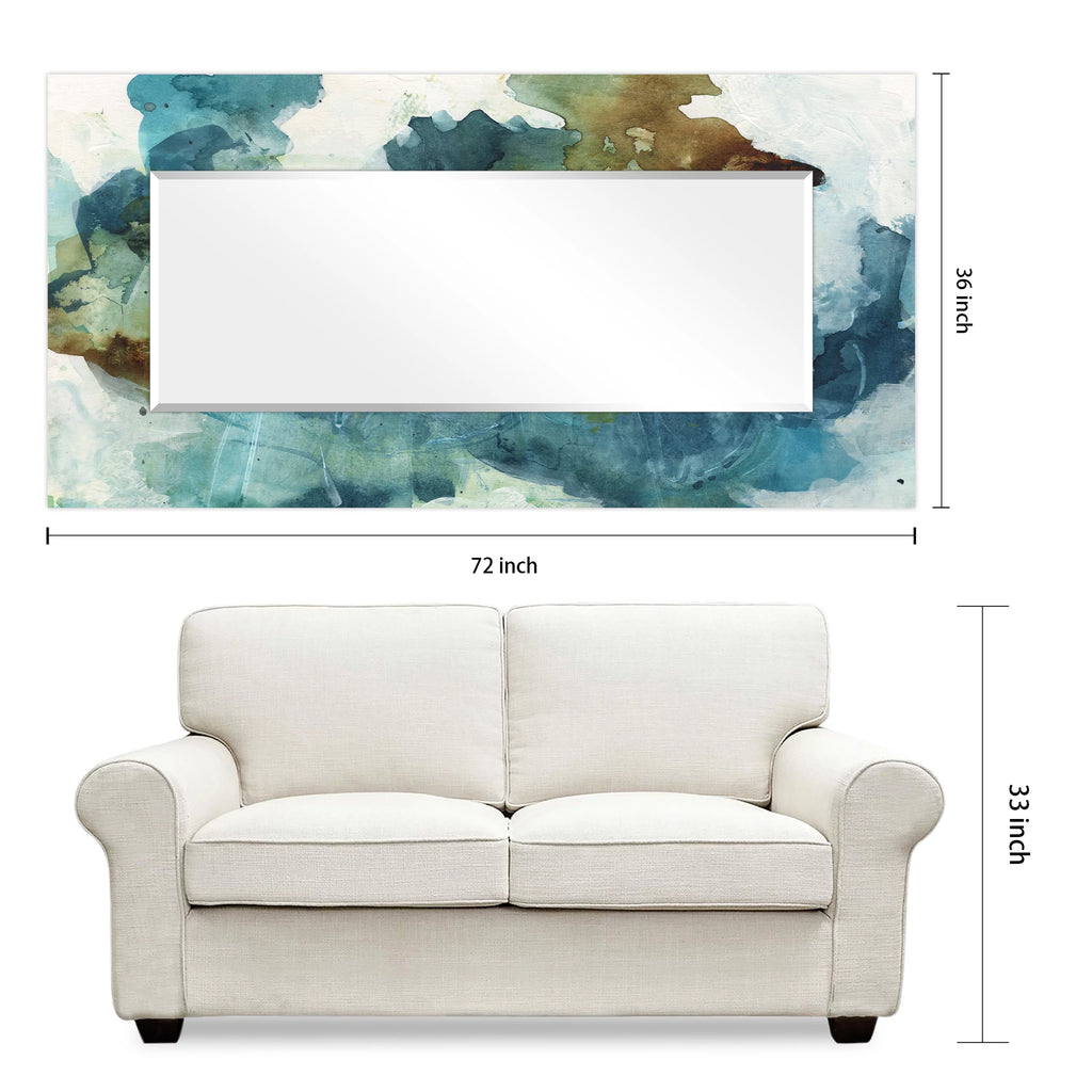 Blue Sky Rectangular Beveled Mirror Tempered Art Glass 72" x 36" G546