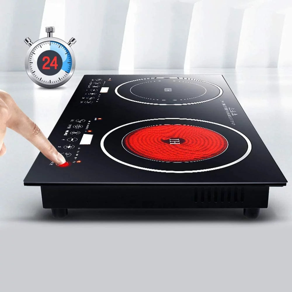 2400W Electric Double Burner Cooktop Black T411665