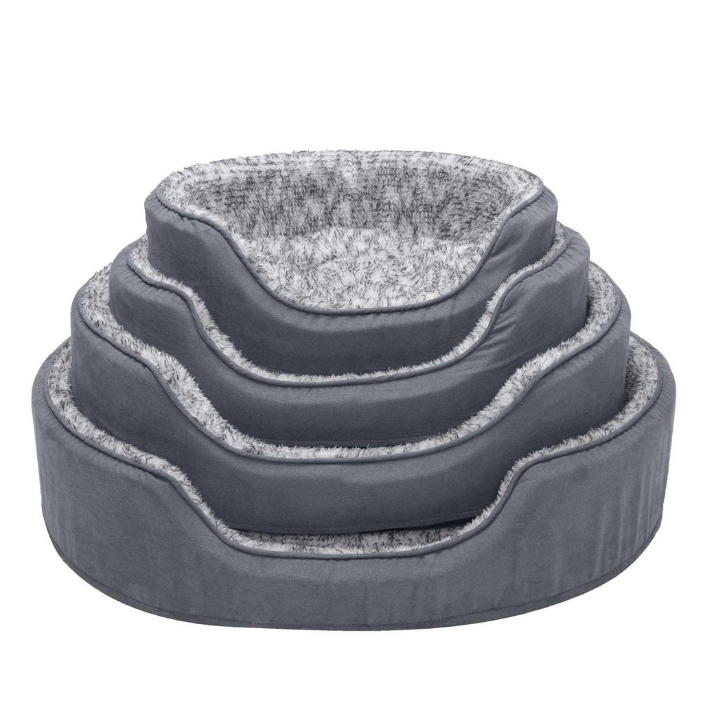 Two-Tone Fur & Suede Oval Dog Bed I9392