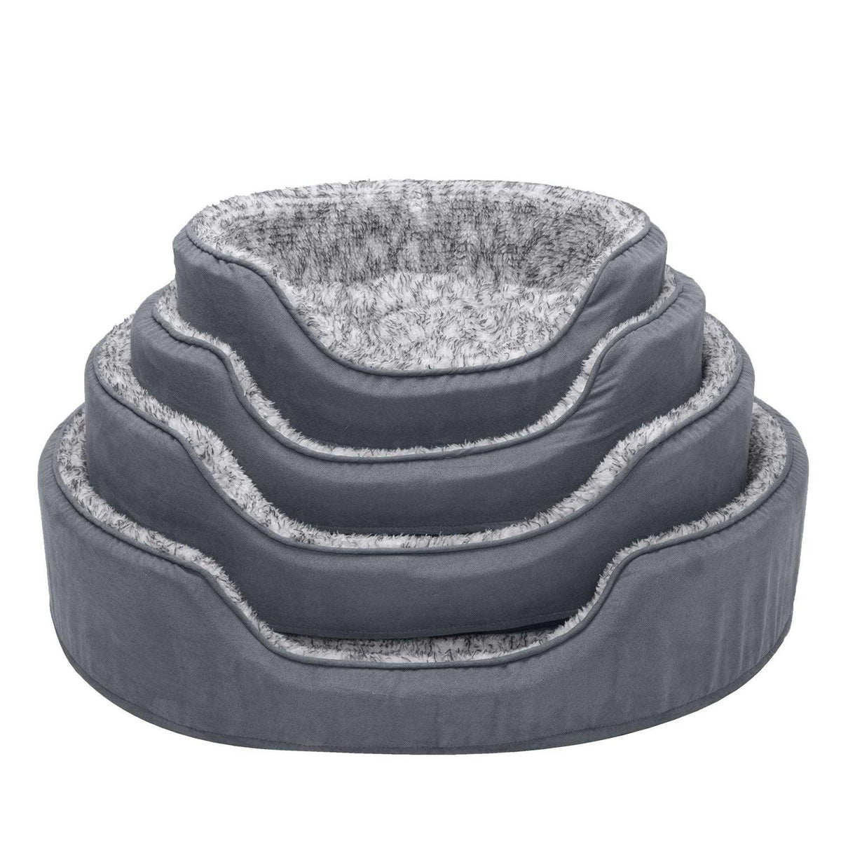Two-Tone Fur & Suede Oval Dog Bed I9392