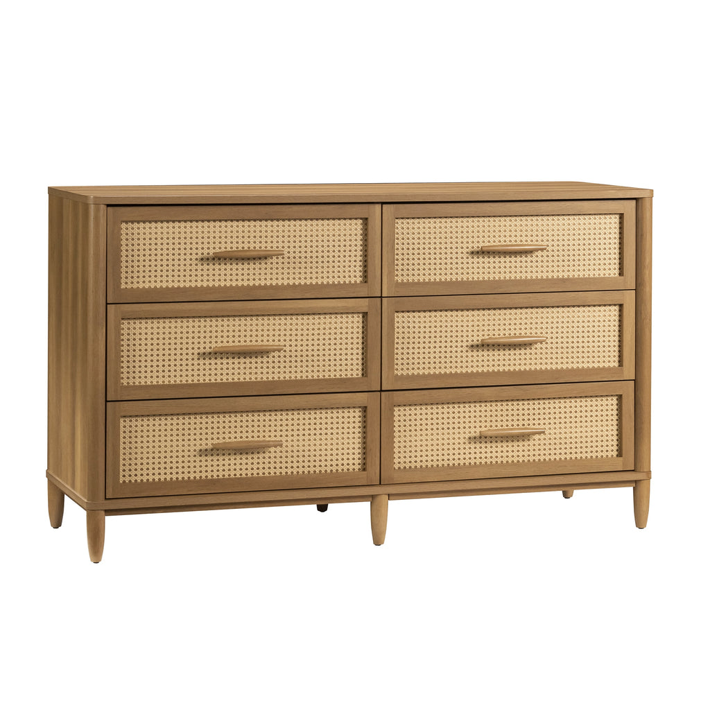 6 Drawer Dresser, Light Honey Finish U6685