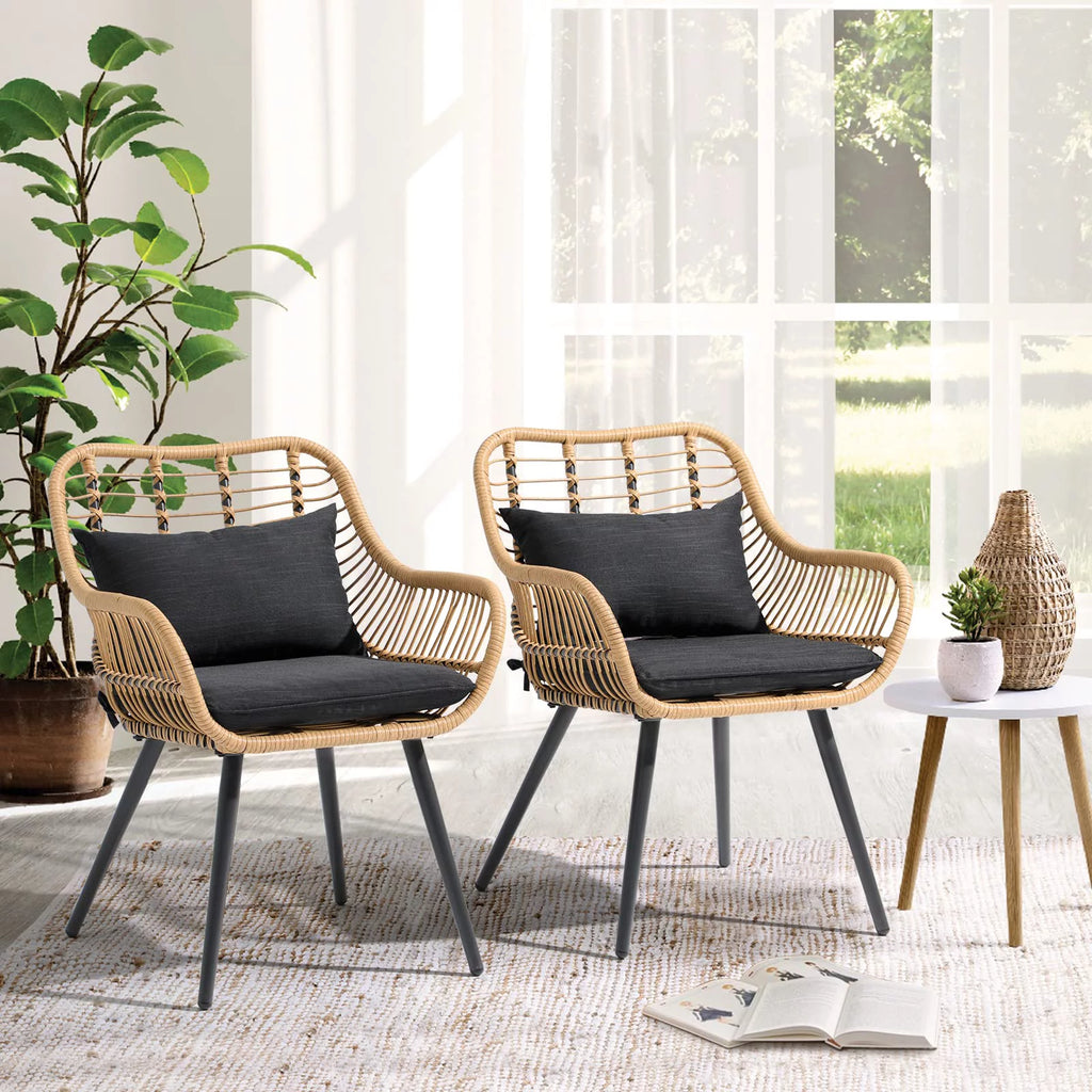 Wicker Outdoor Chairs Set of 2 with Cushions V147984