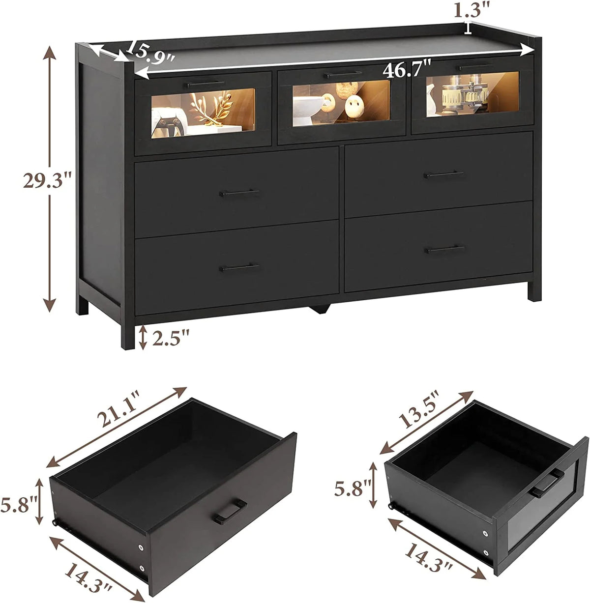 White 7 Drawer Wooden Dresser A79646
