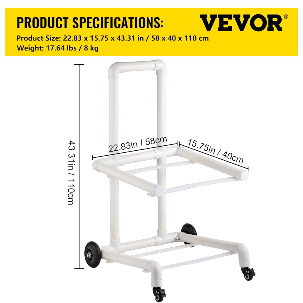 White 4 Wheels PVC Plastic Recycling Cart D906