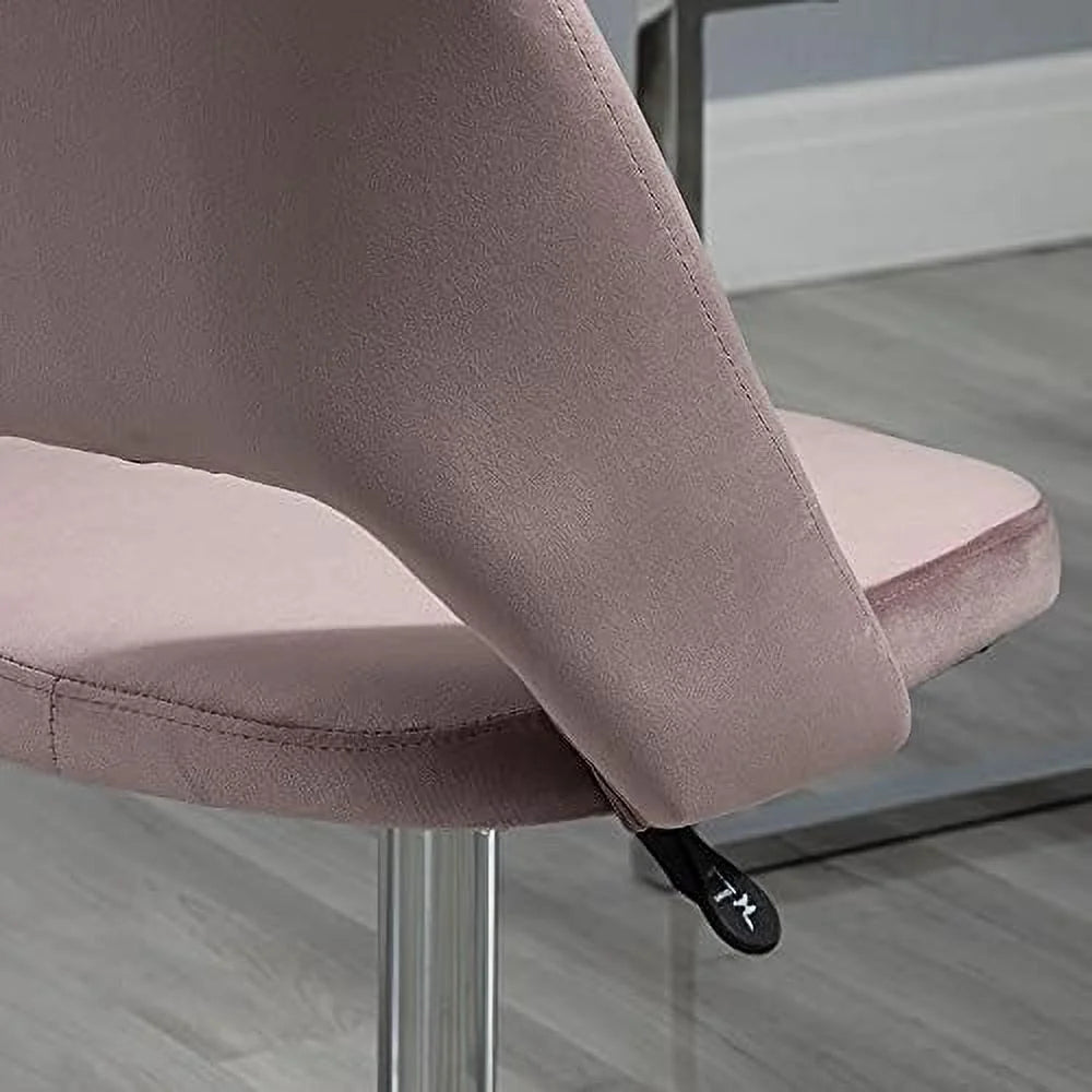 Pink Velvet Armless Swivel Office Chair X17337