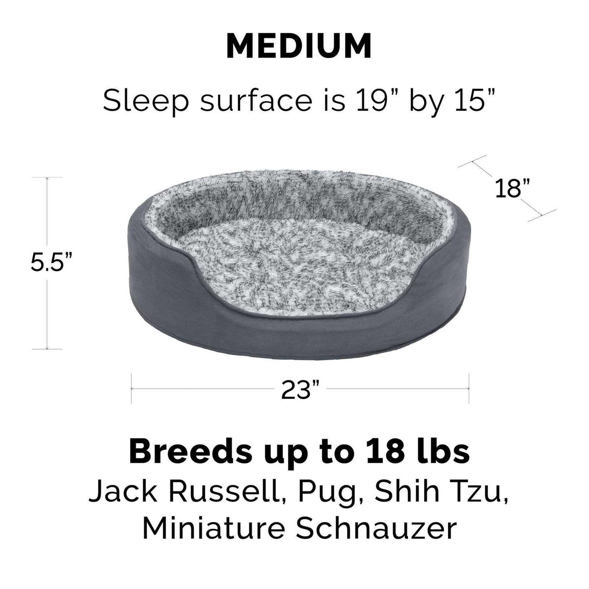 Two-Tone Fur & Suede Oval Dog Bed I9392